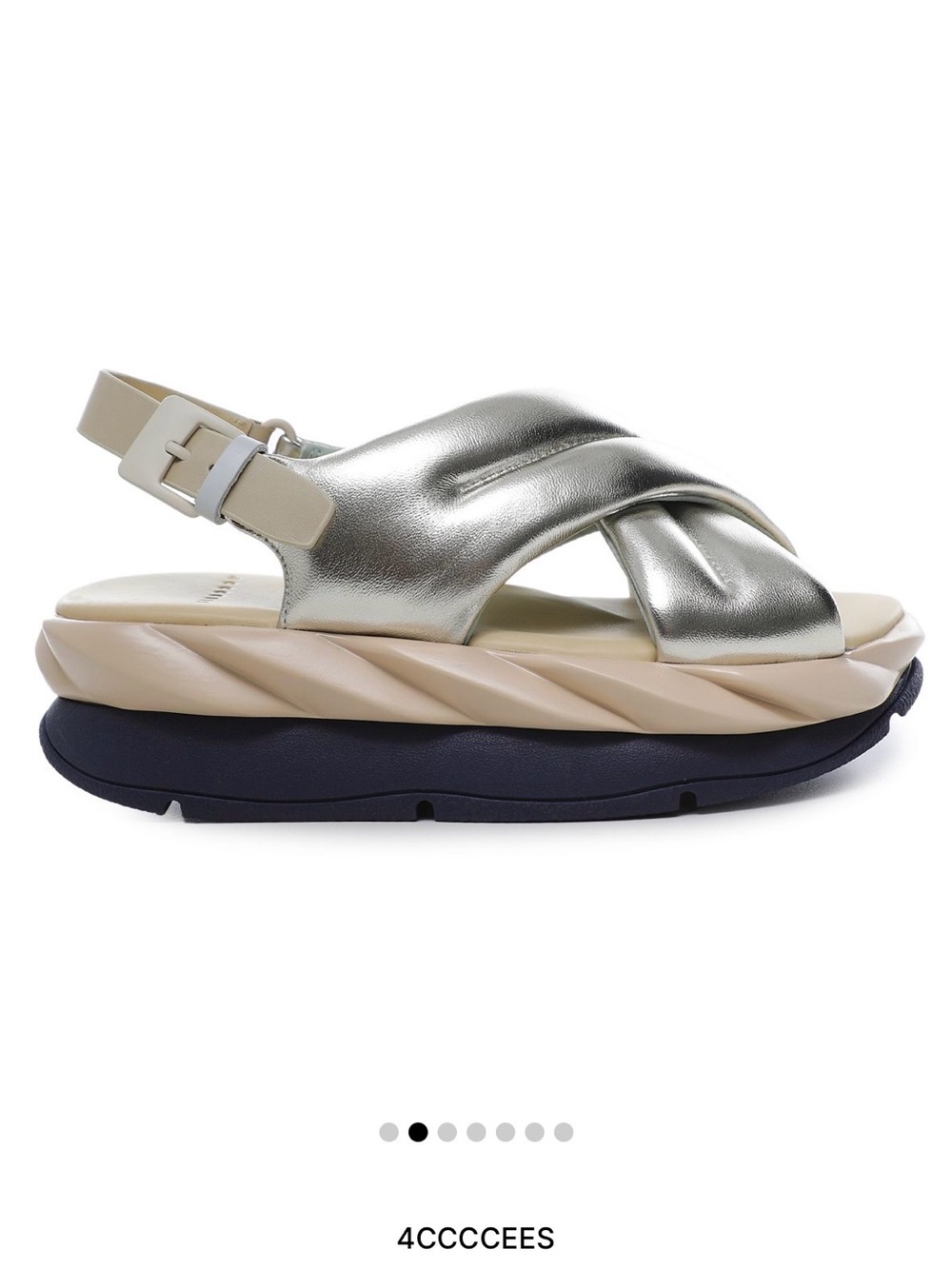Metallic Silver Padded Crossover Slingback Sandal by